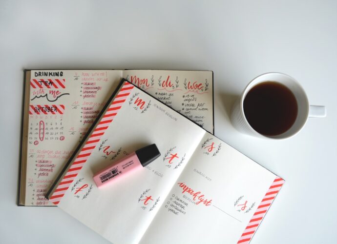 Photo Planner and coffee