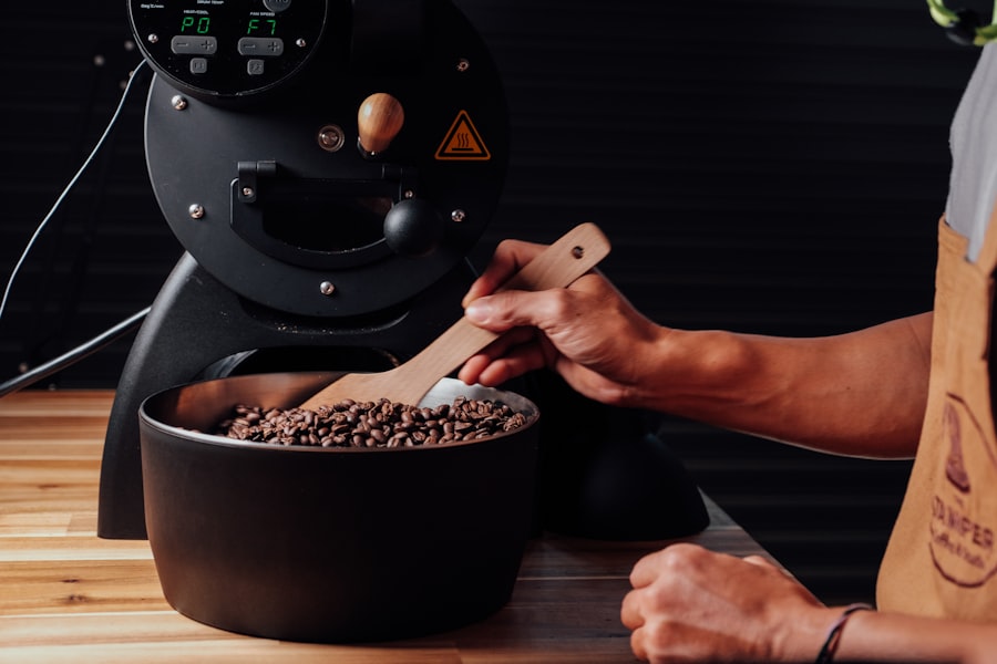 grinding coffee