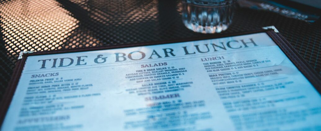 Photo restaurant menu reading